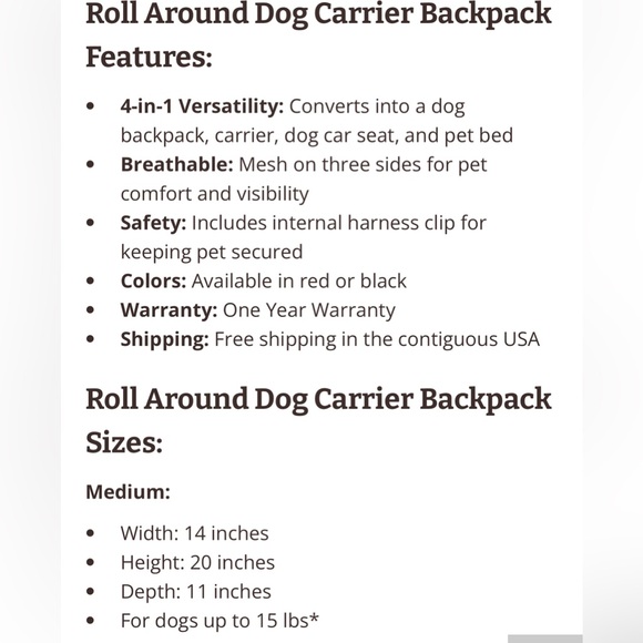 Snoozer Pet products- roll around Travel Dog / Cat carrier backpack 4 in 1 - Picture 6 of 16